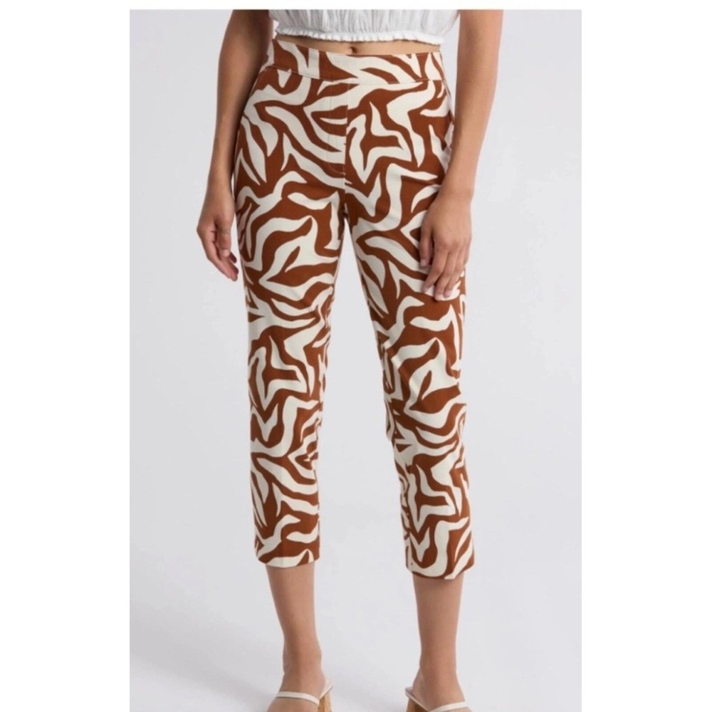 Spanx On the Go Polished Ankle Pockets Pants XS Clay Zebra Stripe Excellent